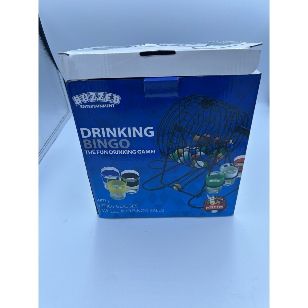 Bingo Drinking Fun  Game Set With Metal Cage Color Coded Shot Glasses
